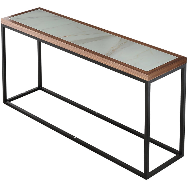 59" Brown and White and Black Glass Frame Console Table Image 4