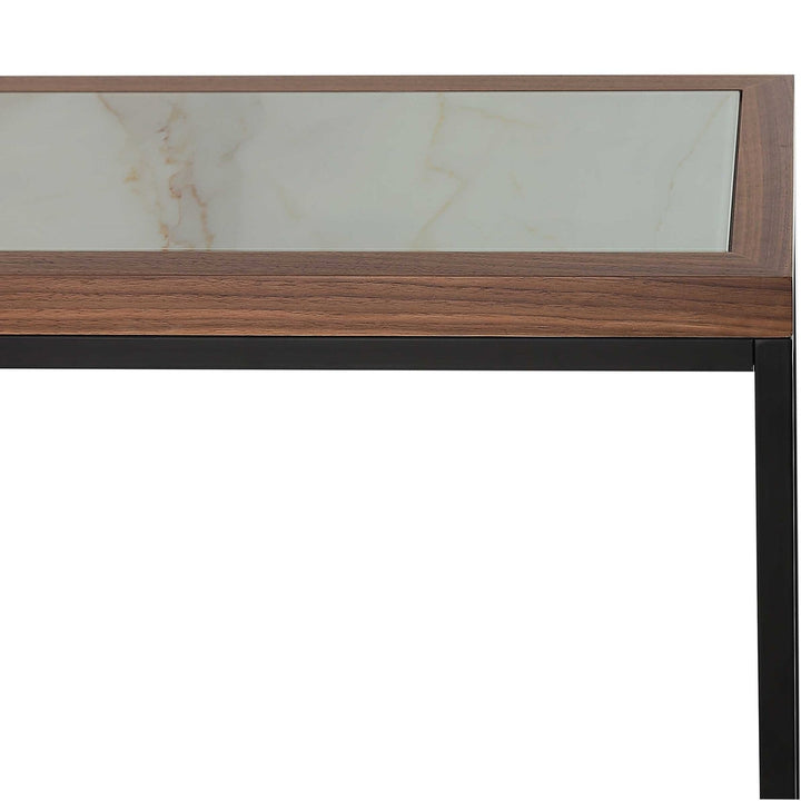 59" Brown and White and Black Glass Frame Console Table Image 8