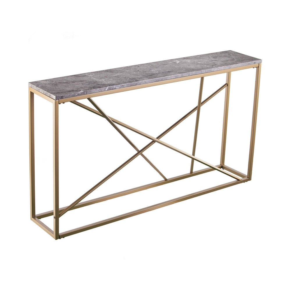 52" Gray and Gold Faux Marble Frame Console Table Image 2