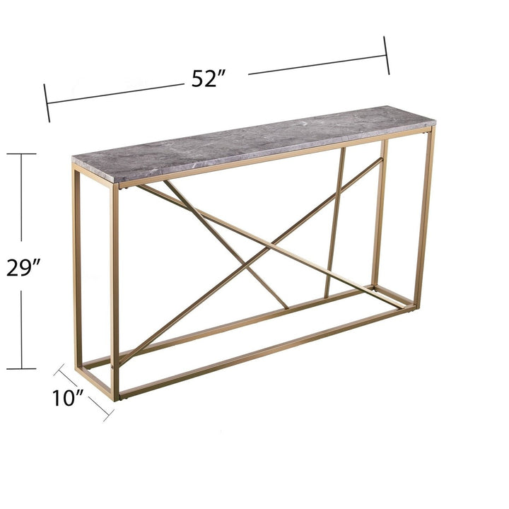 52" Gray and Gold Faux Marble Frame Console Table Image 5