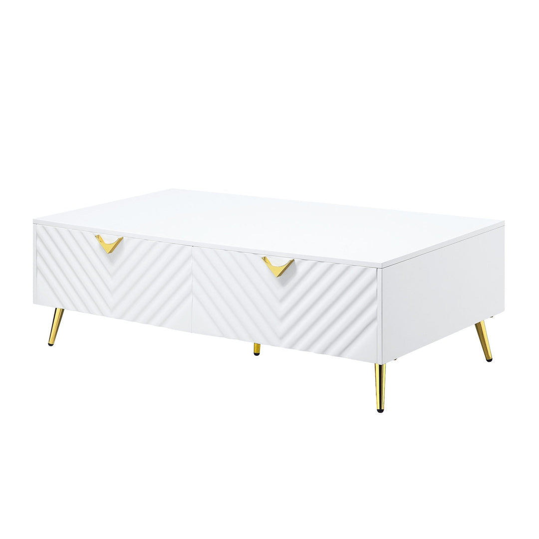 53" White Metal Coffee Table With Four Drawers Image 4