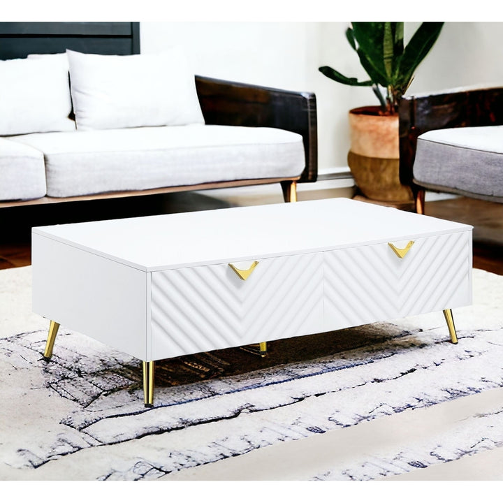 53" White Metal Coffee Table With Four Drawers Image 6