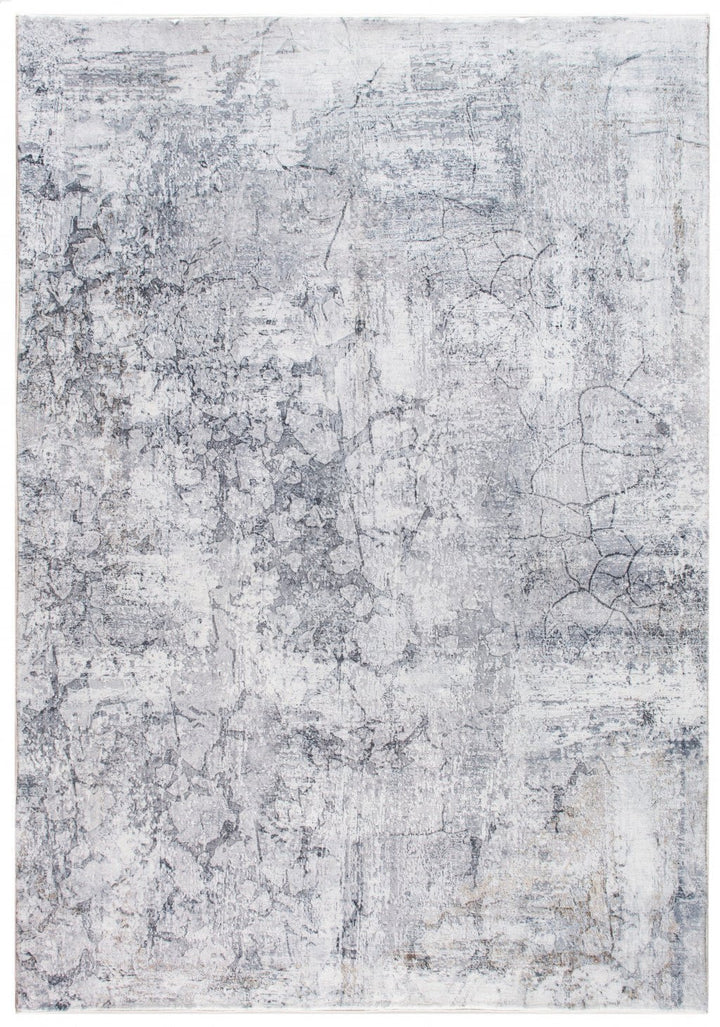 5 x 8 Gray Distressed Marble Area Rug Image 1