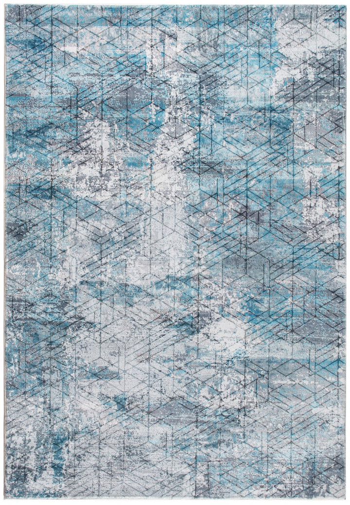 5 x 8 Blue Gray Abstract Cuboid Modern Area Rug Image 1