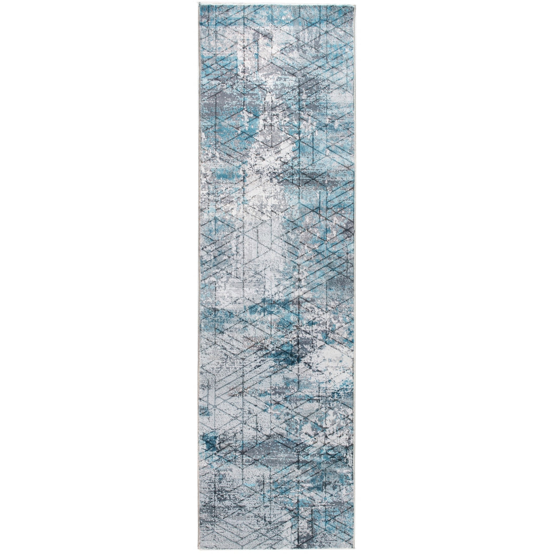 5 x 8 Blue Gray Abstract Cuboid Modern Area Rug Image 4