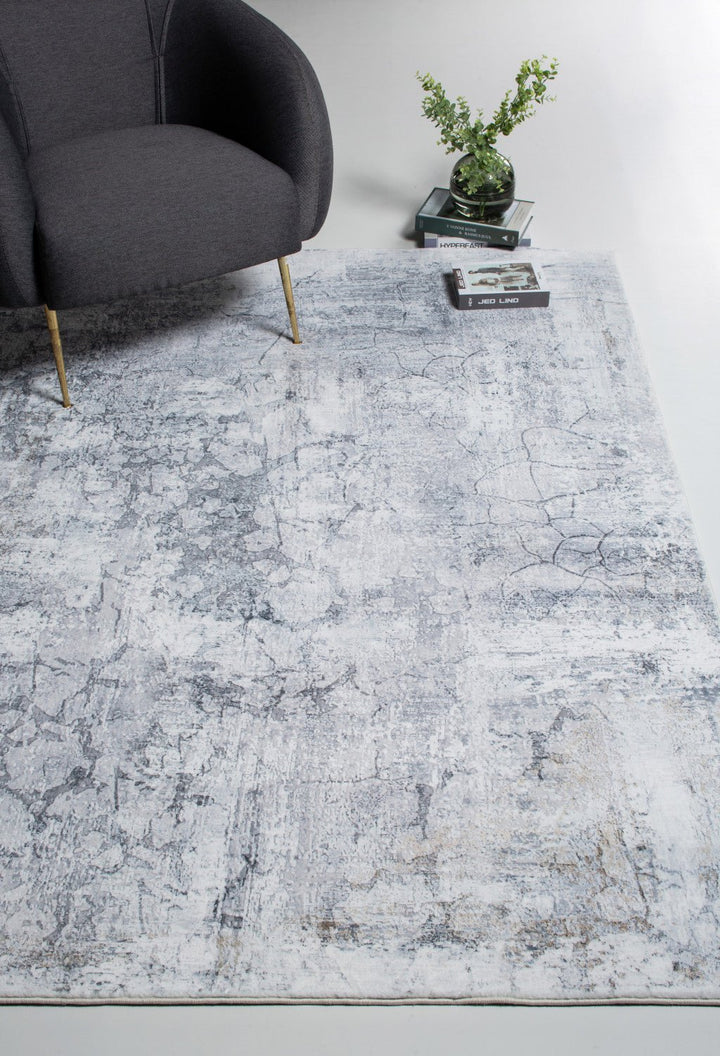 5 x 8 Gray Distressed Marble Area Rug Image 5