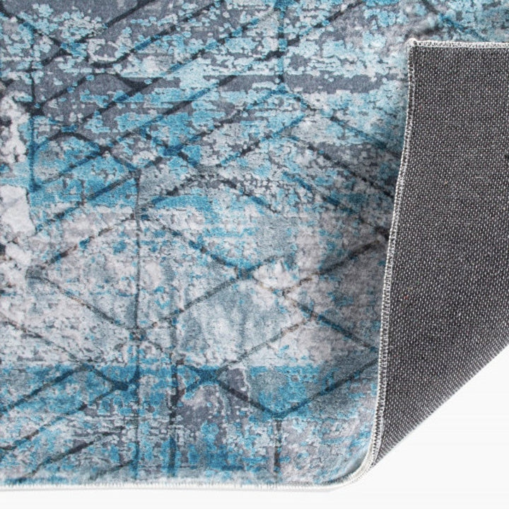 5 x 8 Blue Gray Abstract Cuboid Modern Area Rug Image 6