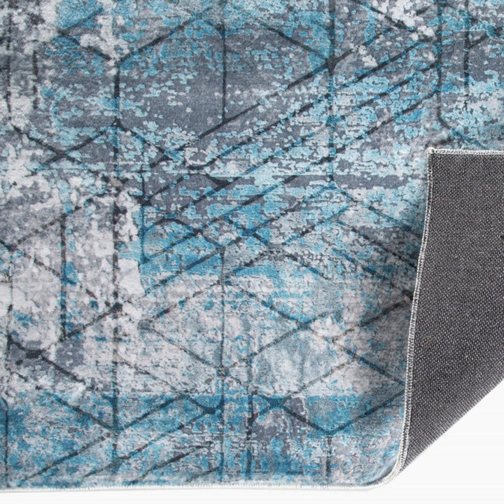 5 x 8 Blue Gray Abstract Cuboid Modern Area Rug Image 7