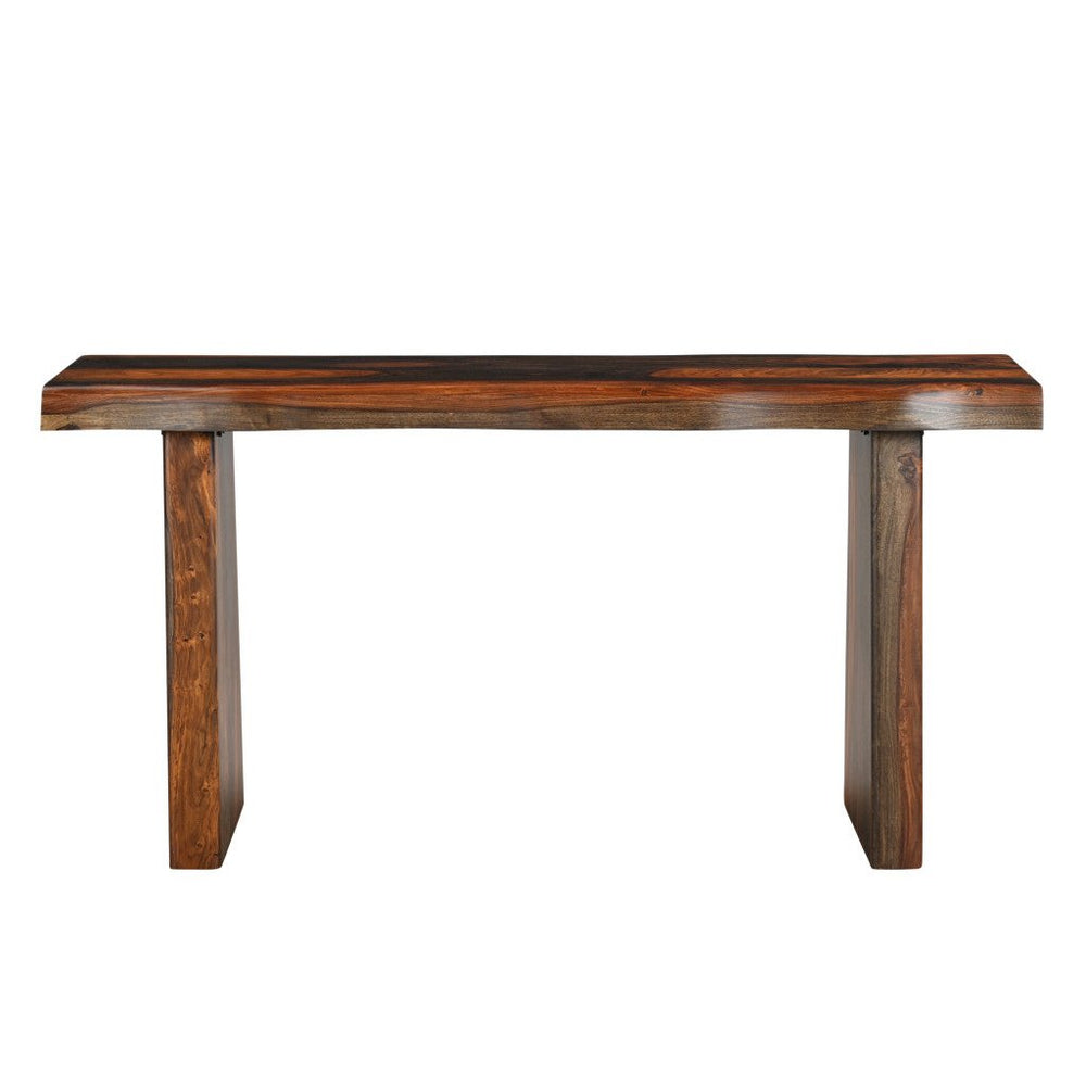 60" Dark Brown Solid Wood Frame Console Table Image 2