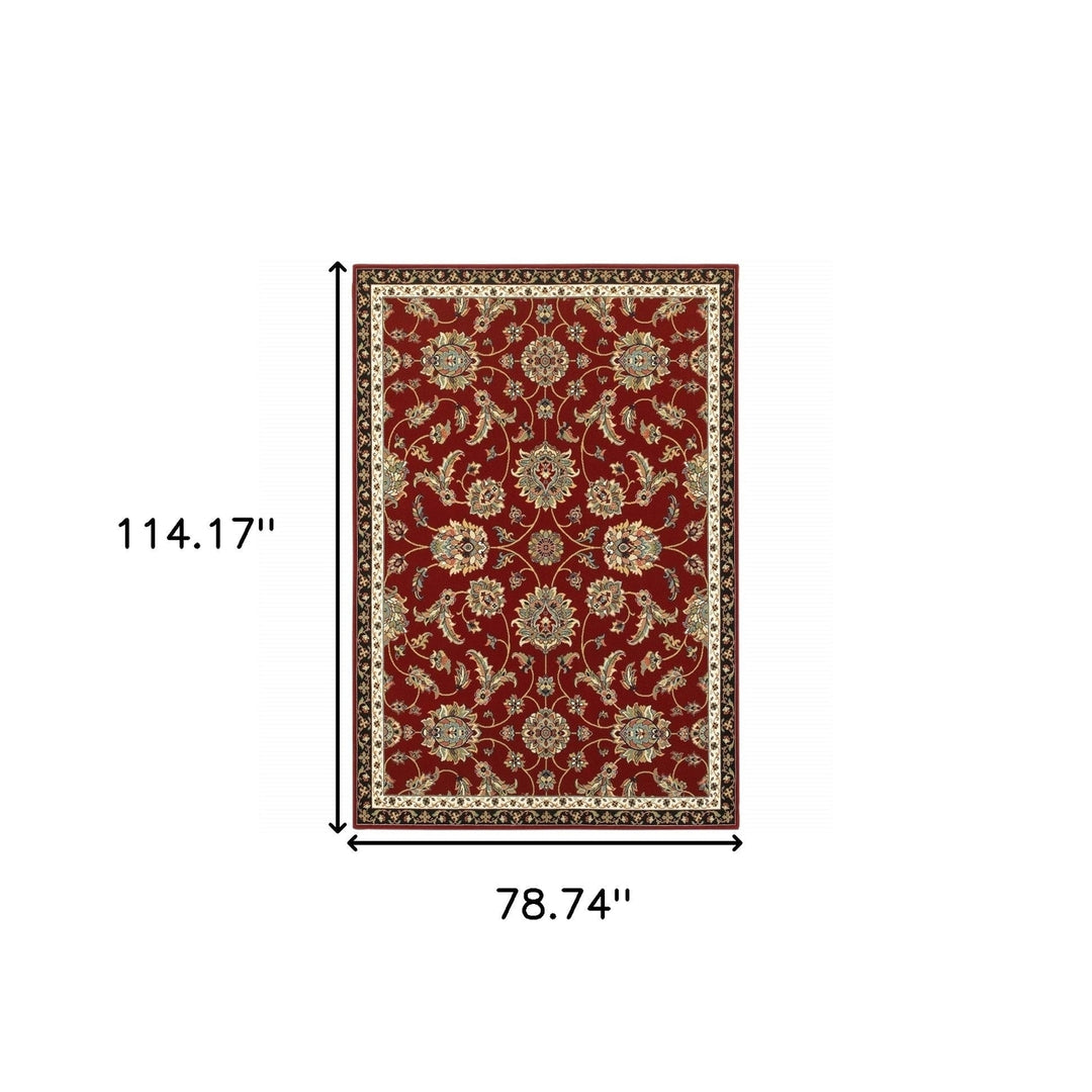 6 X 9 Red Black Blue Ivory Green And Salmon Oriental Power Loom Stain Resistant Area Rug Image 5