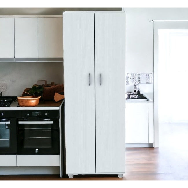 66" White Laminated Wood Pantry or Storage Cabinet Image 9