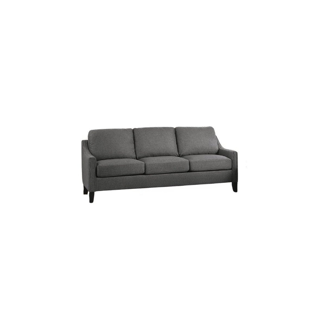 68" Gray Linen Sofa With Black Legs Image 1