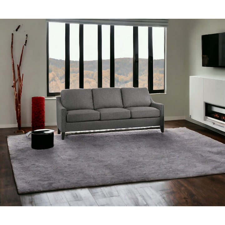 68" Gray Linen Sofa With Black Legs Image 3