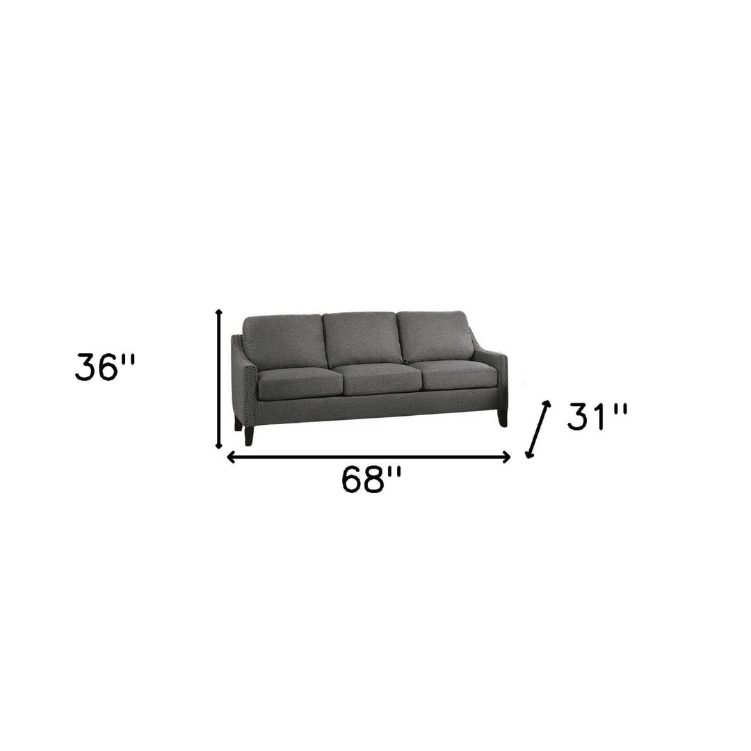 68" Gray Linen Sofa With Black Legs Image 4