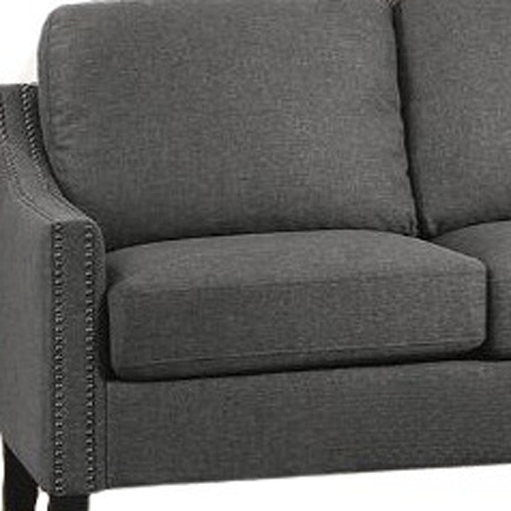 68" Gray Linen Sofa With Black Legs Image 5