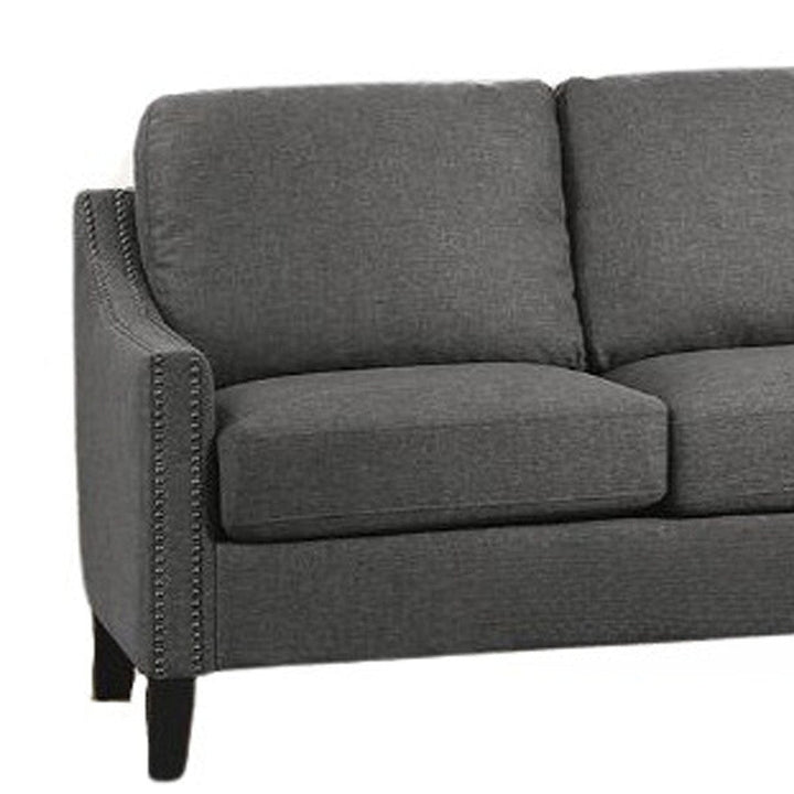 68" Gray Linen Sofa With Black Legs Image 6