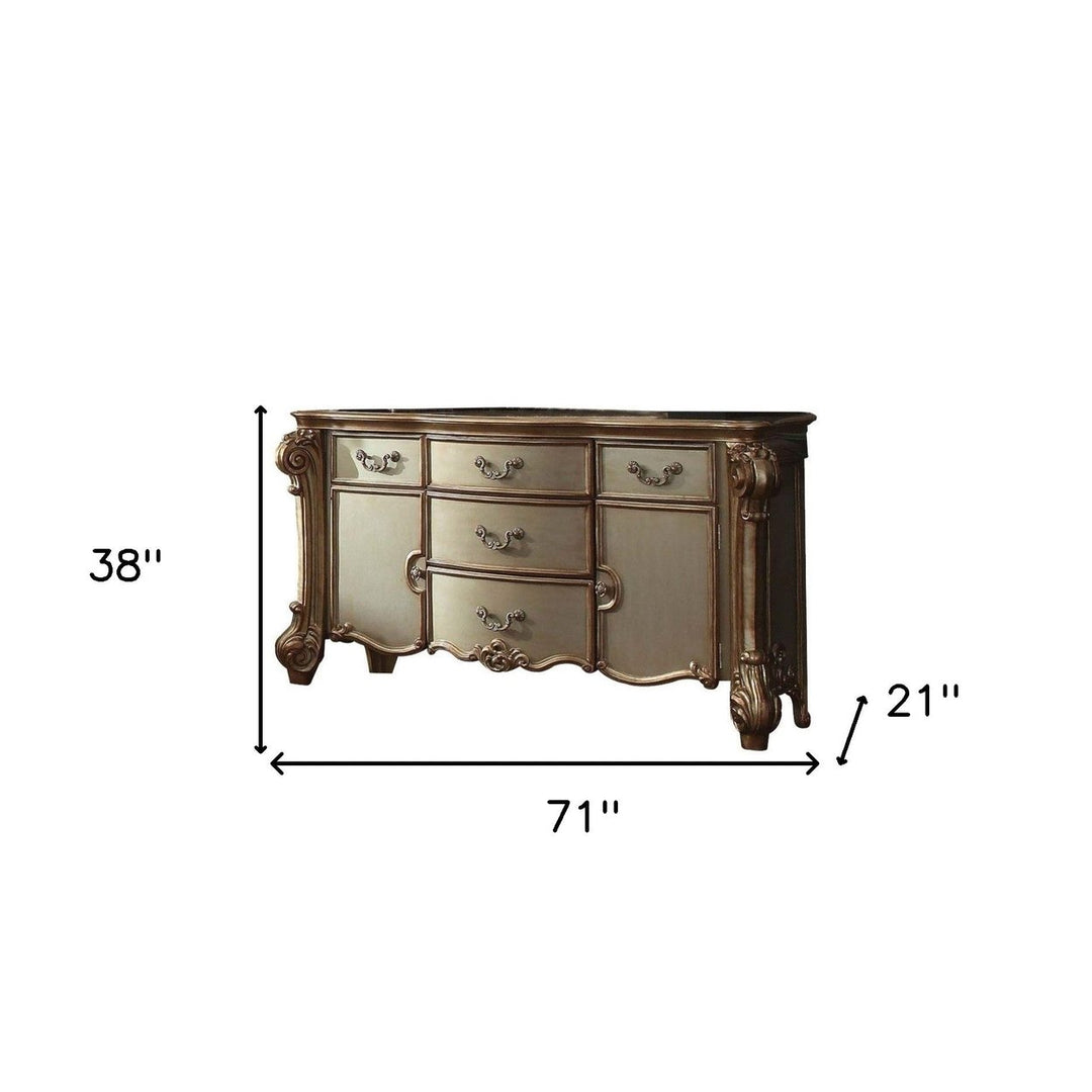 71" Solid Wood Five Drawer Dresser Image 5