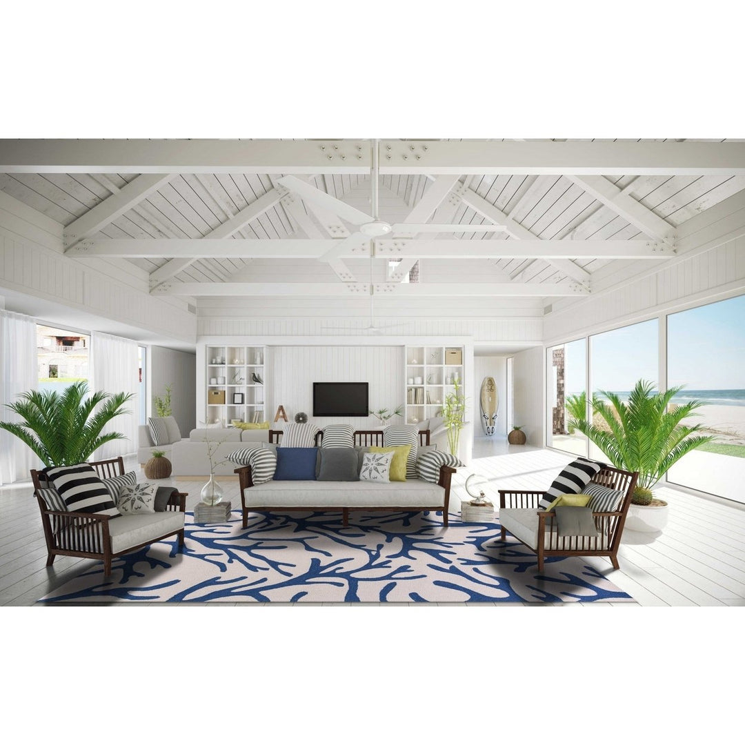 5 X 7 Ivory Or Blue Coral Indoor Area Rug Image 2