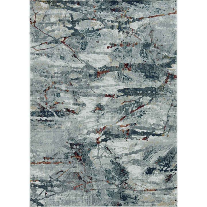 7X10 Grey Teal Machine Woven Abstract Splatter Indoor Area Rug Image 3