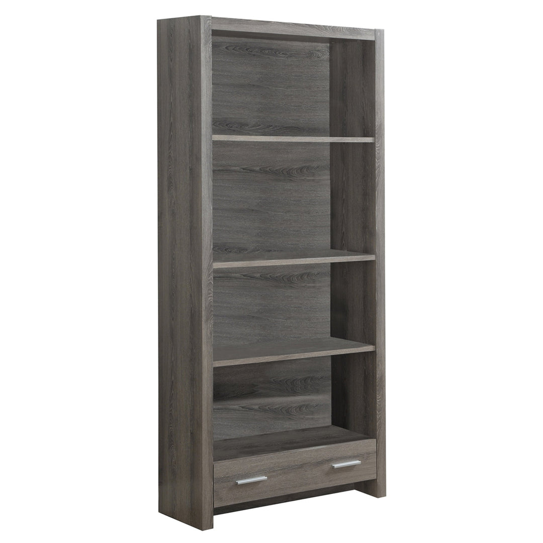 71" Taupe Wood Barrister Bookcase With a drawer Image 1