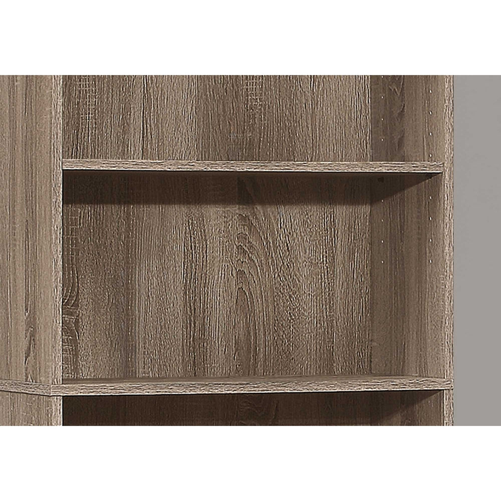 71" Taupe Wood Adjustable Bookcase Image 2