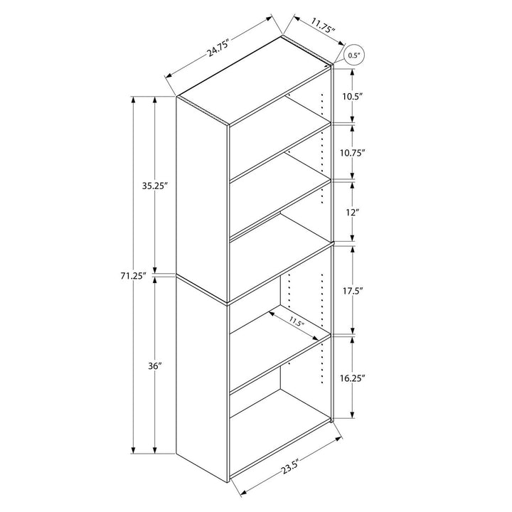 71" Taupe Wood Adjustable Bookcase Image 3