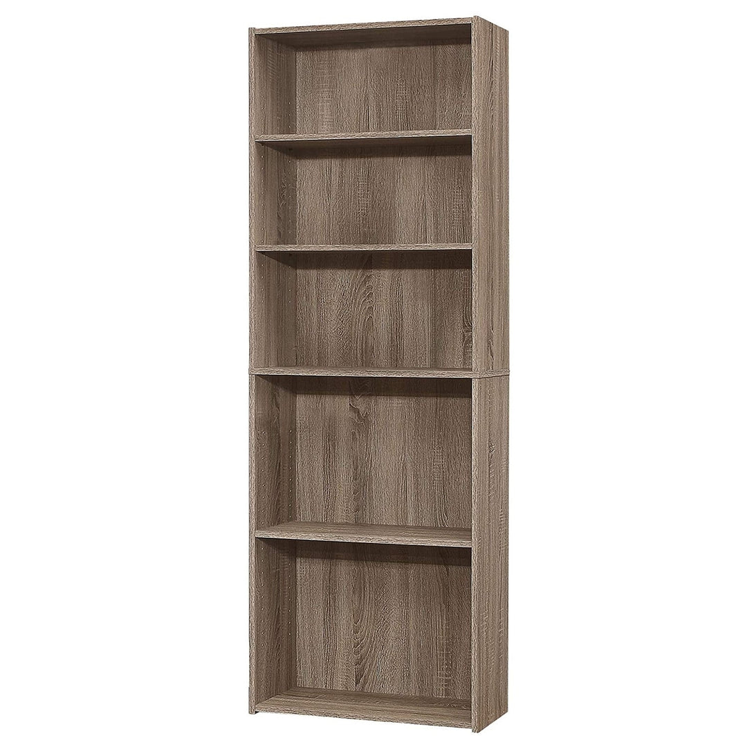 71" Taupe Wood Adjustable Bookcase Image 5