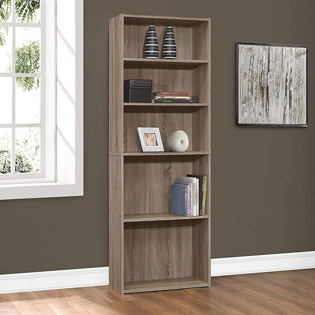 71" Taupe Wood Adjustable Bookcase Image 6