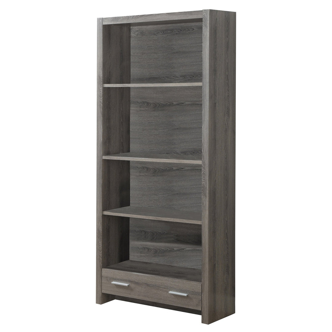 71" Taupe Wood Barrister Bookcase With a drawer Image 6