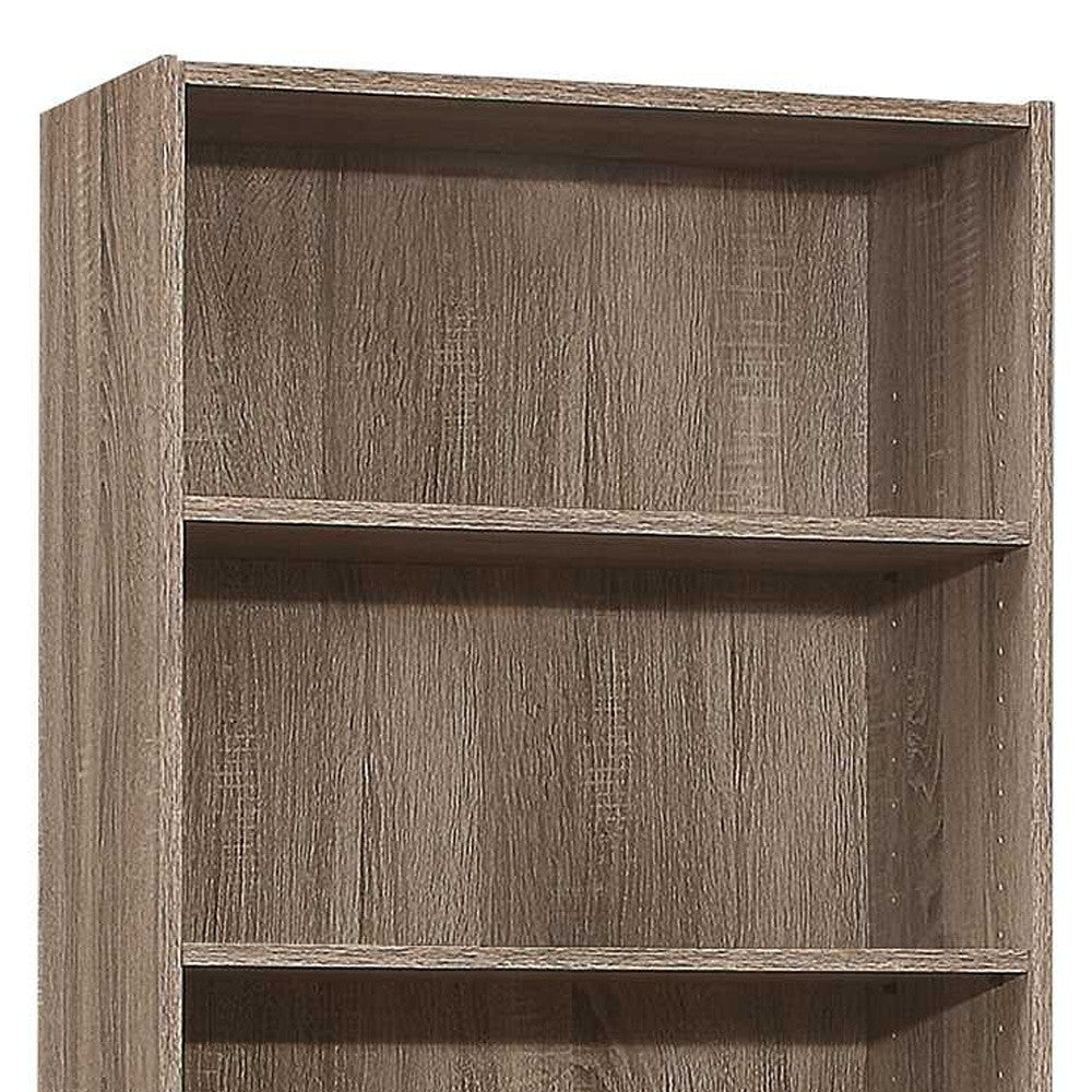 71" Taupe Wood Adjustable Bookcase Image 7