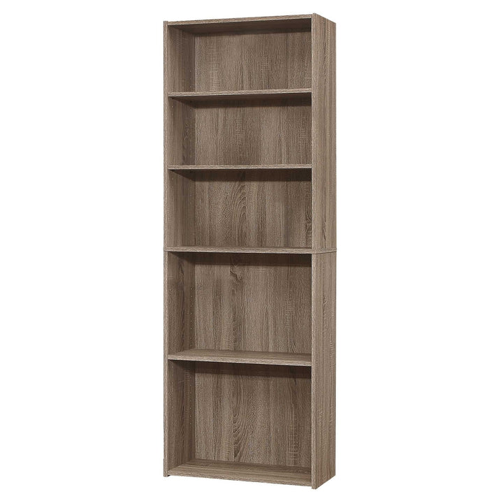 71" Taupe Wood Adjustable Bookcase Image 8