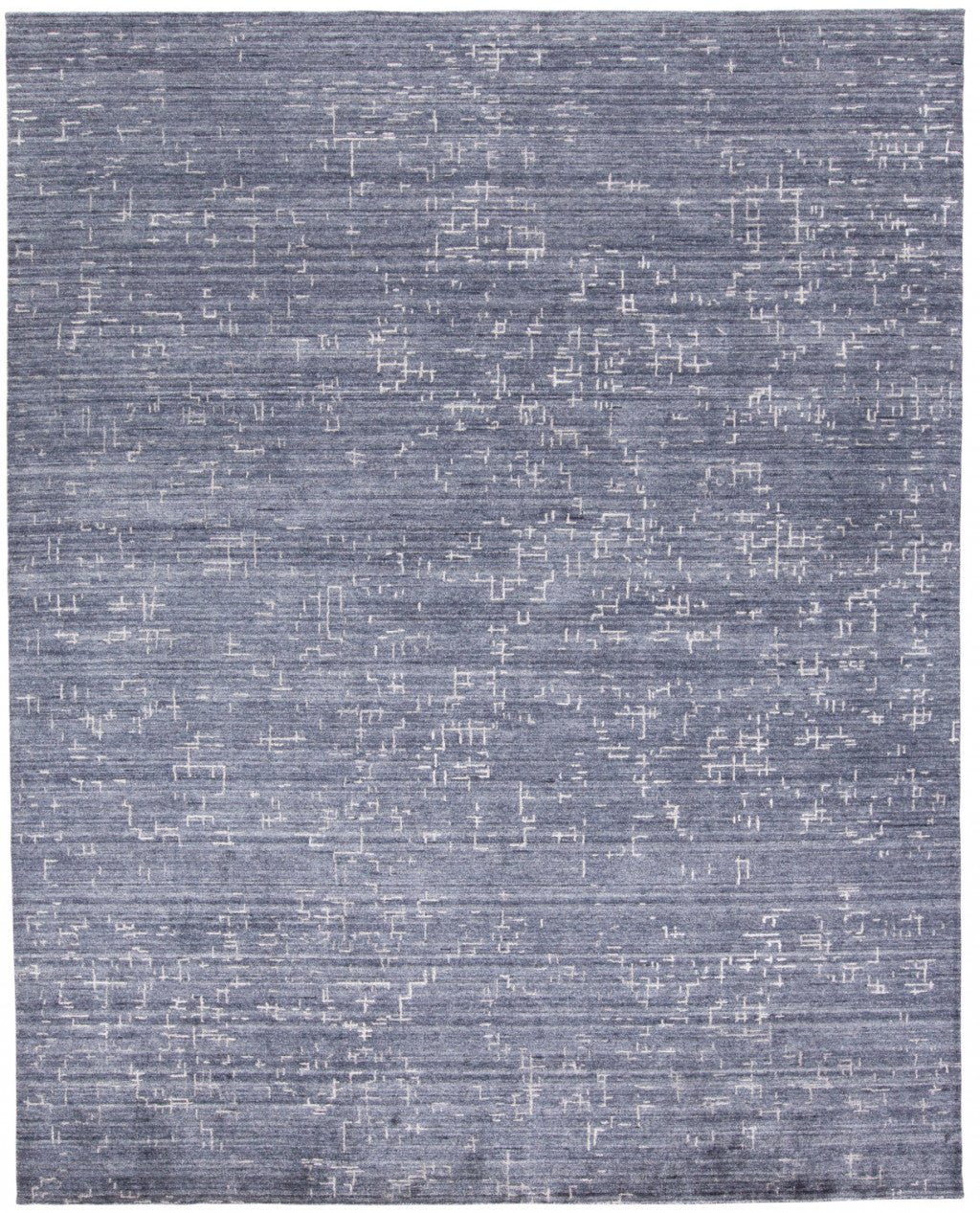 8 X 10 Blue And Ivory Abstract Hand Woven Area Rug Image 5