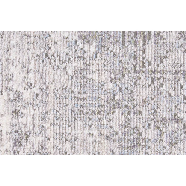 8 X 10 Gray Ivory And Taupe Abstract Distressed Area Rug With Fringe Image 3