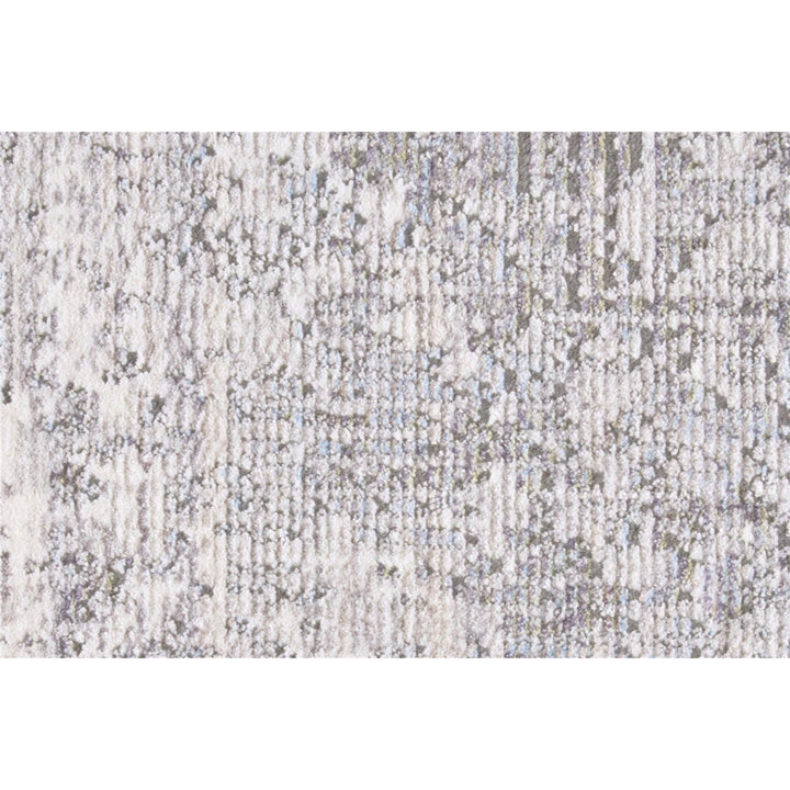 8 X 10 Gray Ivory And Taupe Abstract Distressed Area Rug With Fringe Image 1