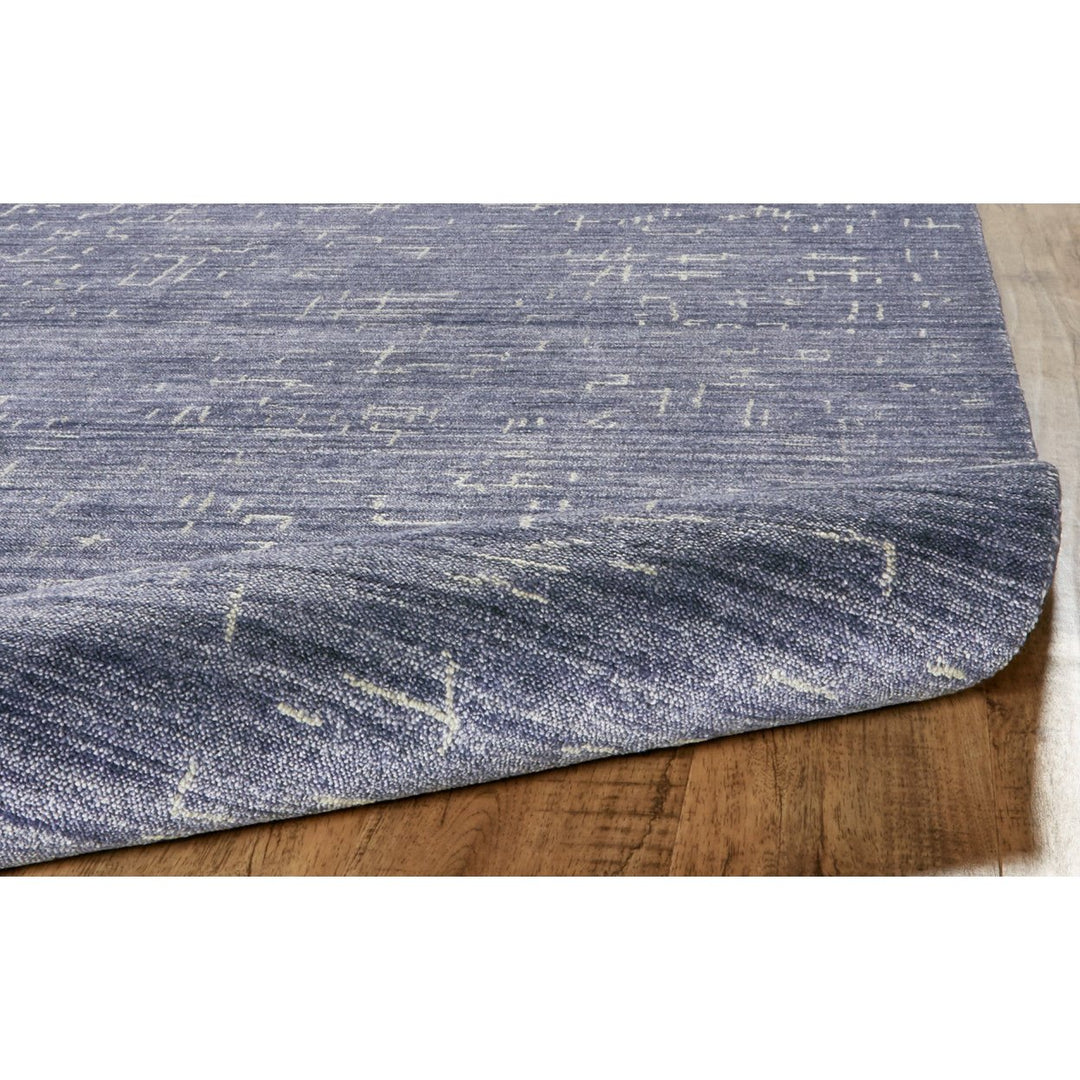 8 X 10 Blue And Ivory Abstract Hand Woven Area Rug Image 12