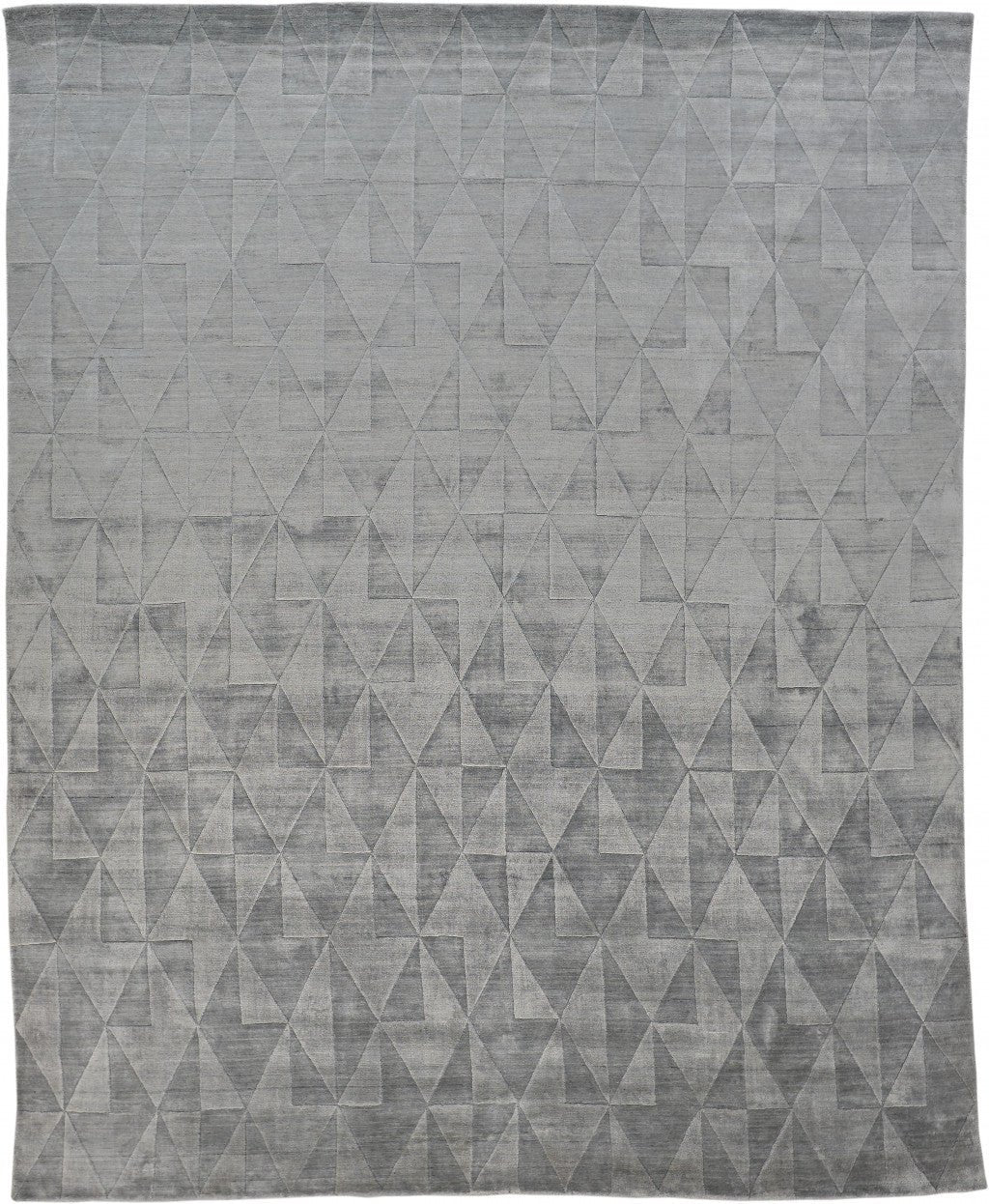 8 X 10 Gray Ivory And Silver Geometric Hand Woven Area Rug Image 7