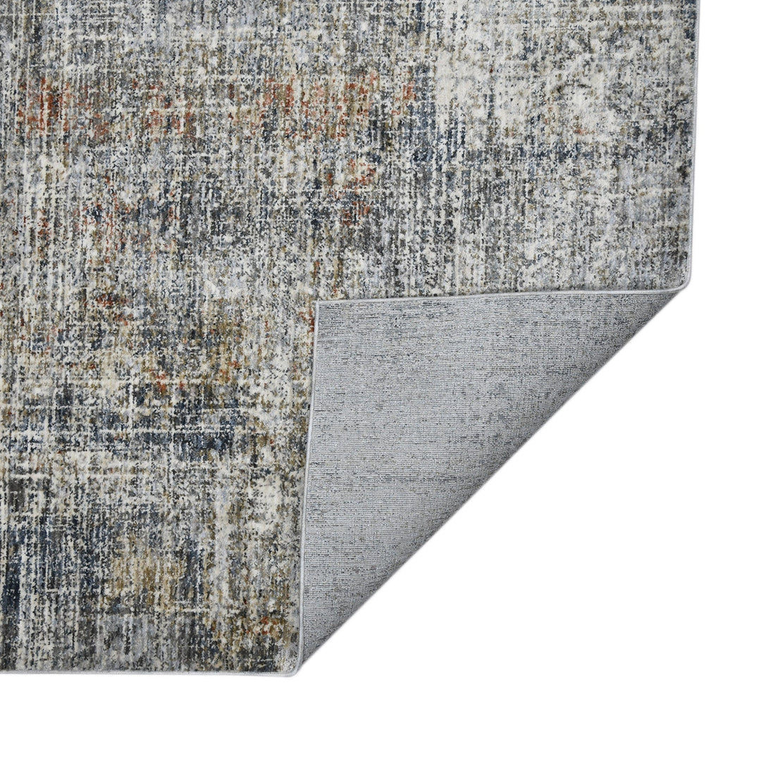 8 x 10 Gray and Orange Abstract Power Loom Area Rug Image 9