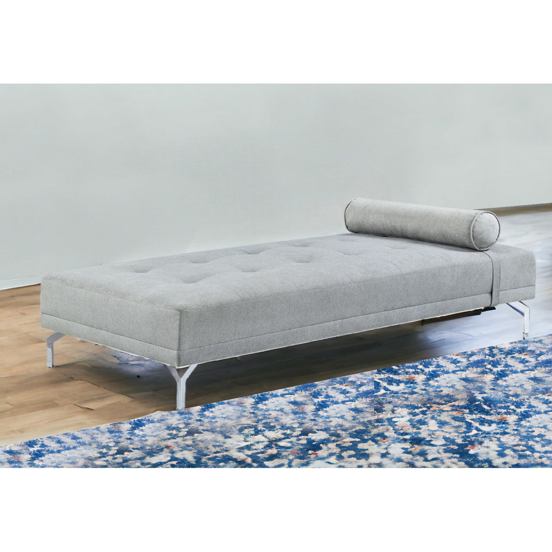 74" Gray Velvet Sofa And Toss Pillow With Black Legs Image 5