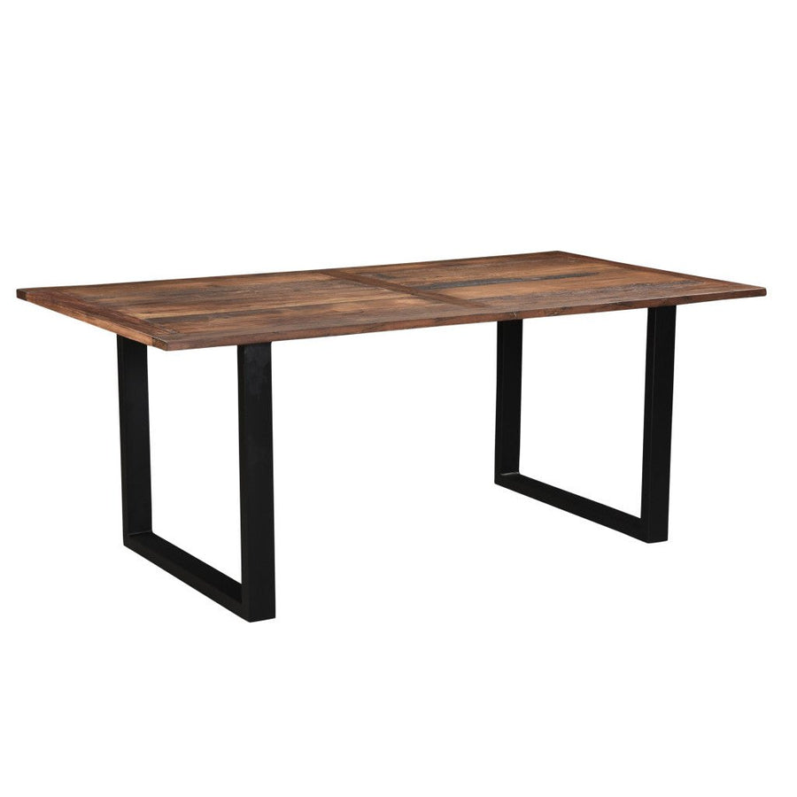 78" Dark Brown And Black Solid Wood And Metal Dining Image 1