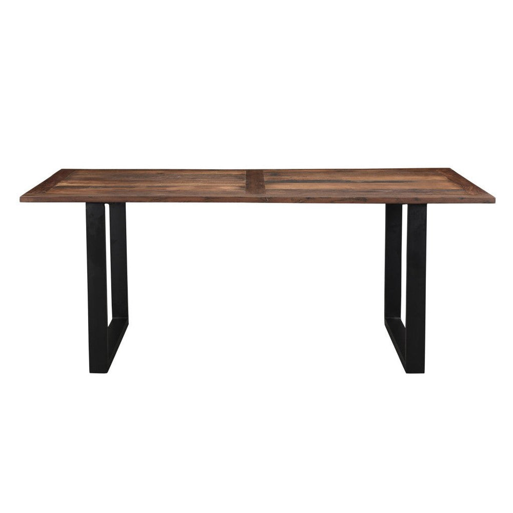 78" Dark Brown And Black Solid Wood And Metal Dining Image 2