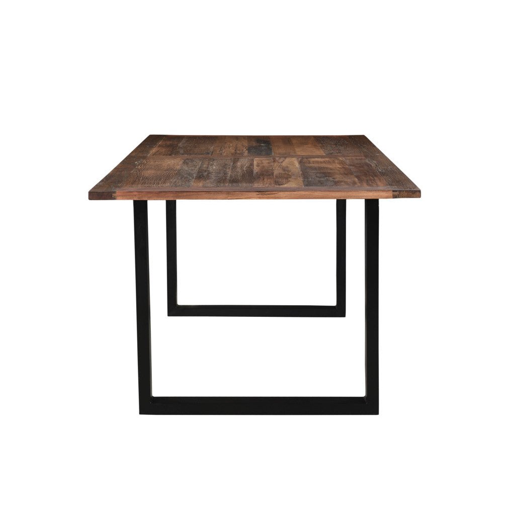 78" Dark Brown And Black Solid Wood And Metal Dining Image 4