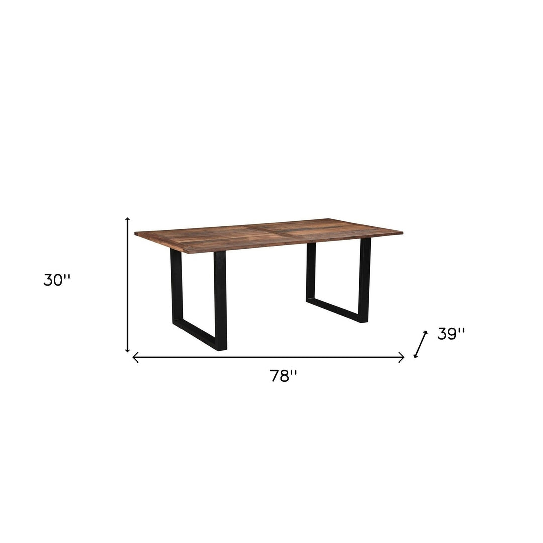 78" Dark Brown And Black Solid Wood And Metal Dining Image 6