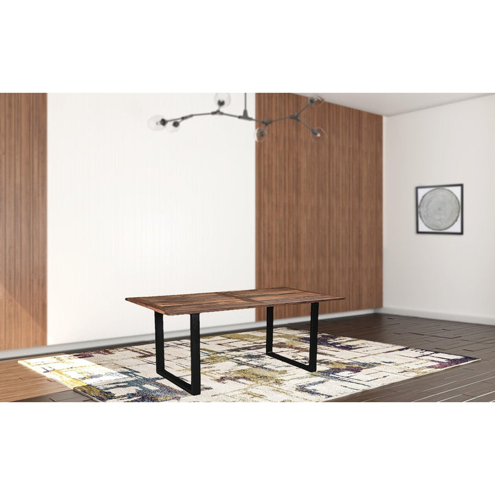 78" Dark Brown And Black Solid Wood And Metal Dining Image 7