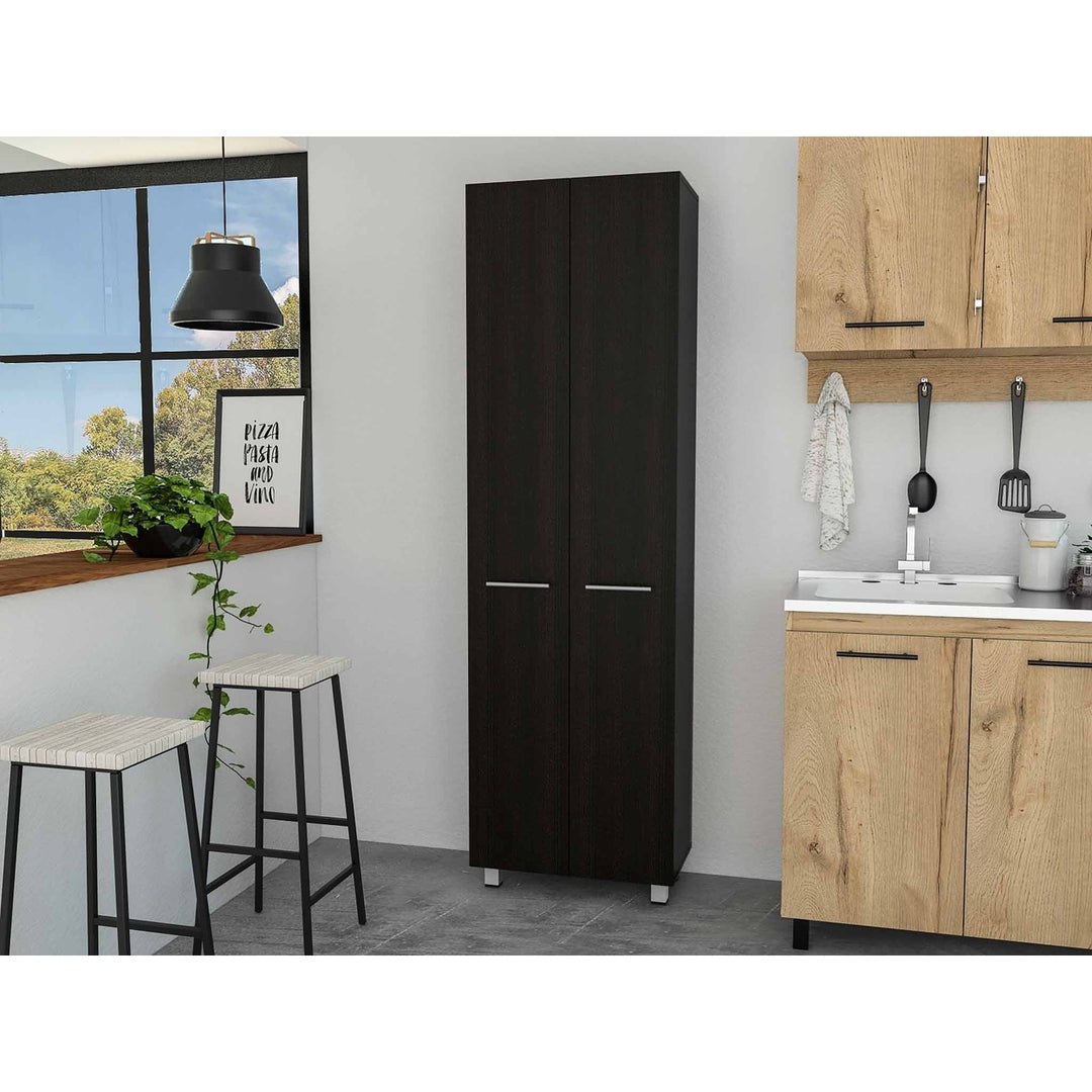 78" Modern Black Pantry Cabinet with Two Full Size Doors Image 1