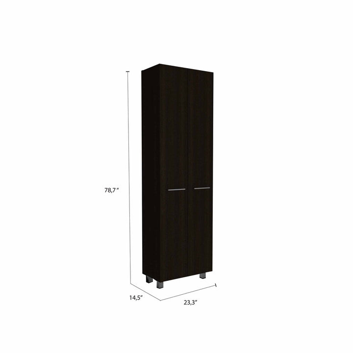 78" Modern Black Pantry Cabinet with Two Full Size Doors Image 3