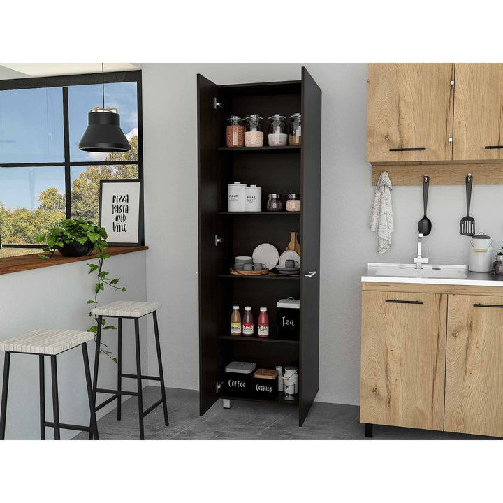 78" Modern Black Pantry Cabinet with Two Full Size Doors Image 4