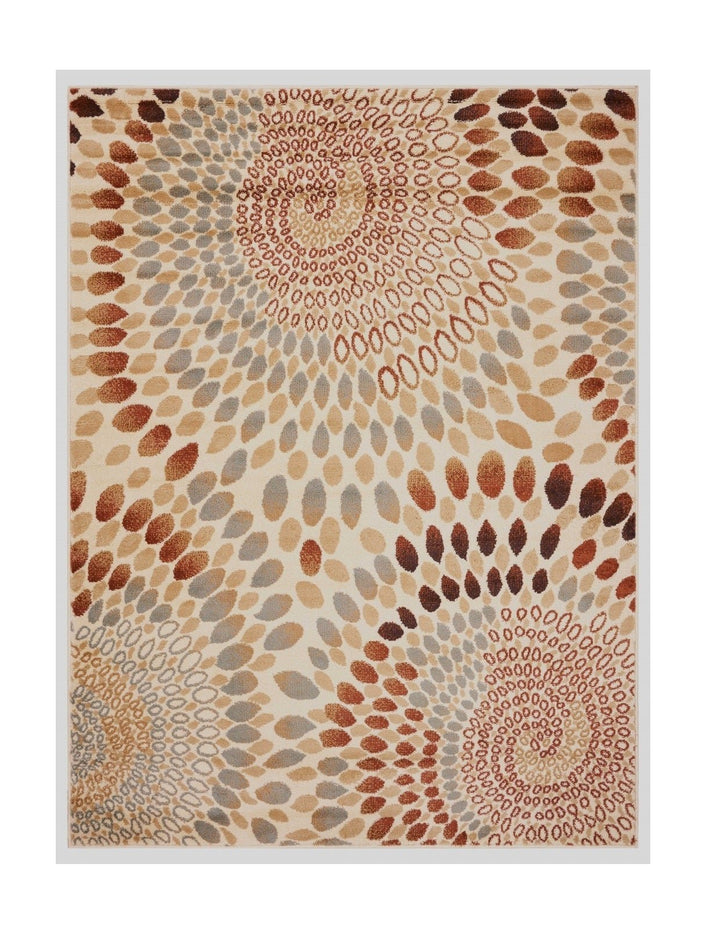 8 x 10 Cream and Brown Swirls Area Rug Image 3