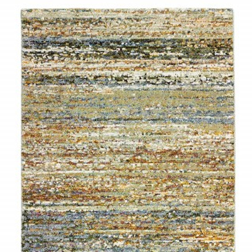 8X10 Gold And Green Abstract Area Rug Image 2