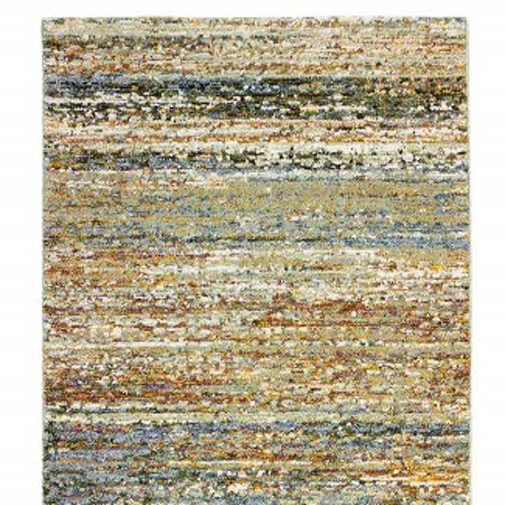 8X10 Gold And Green Abstract Area Rug Image 2