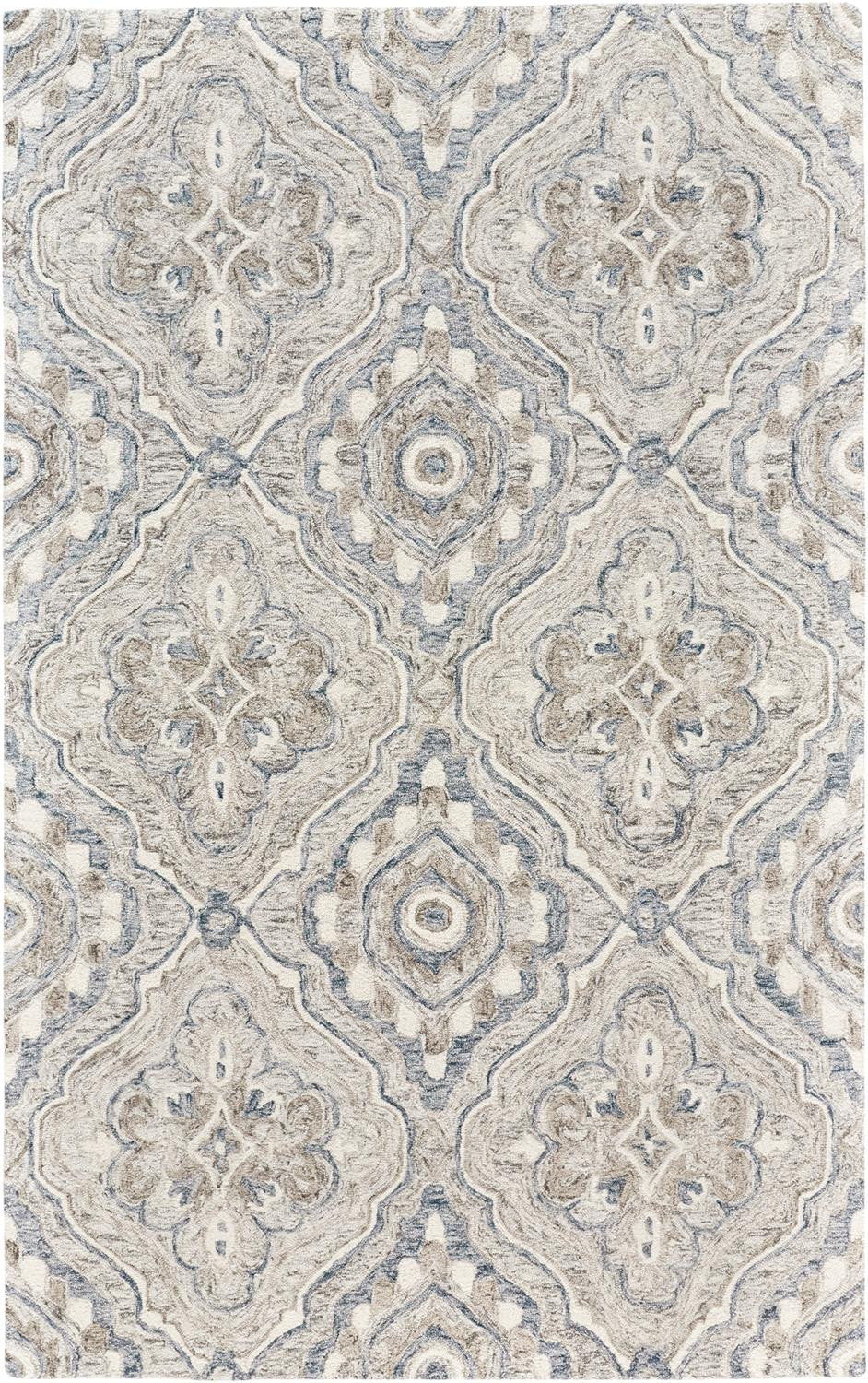 8 X 10 Taupe Blue And Gray Wool Floral Tufted Handmade Stain Resistant Area Rug Image 5